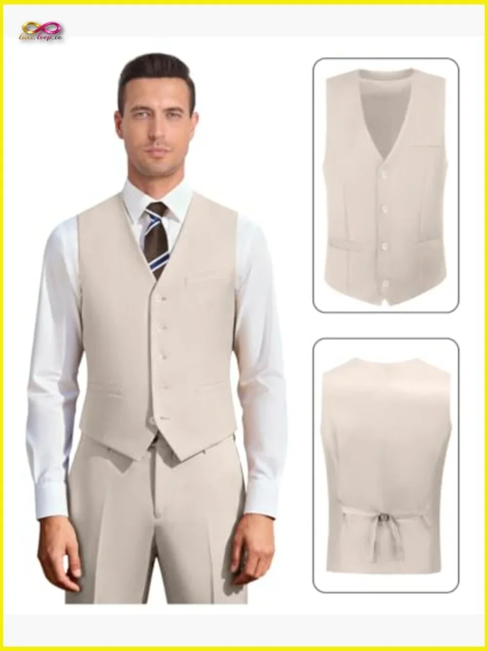 Slim Fit Three Piece Suit Set Modern Blazer Vest Pants Formal Wedding Business